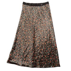 Knit Riot Floral Satin Midi Skirt Women M Fairy Grunge Coquette Y2K Cottagecore